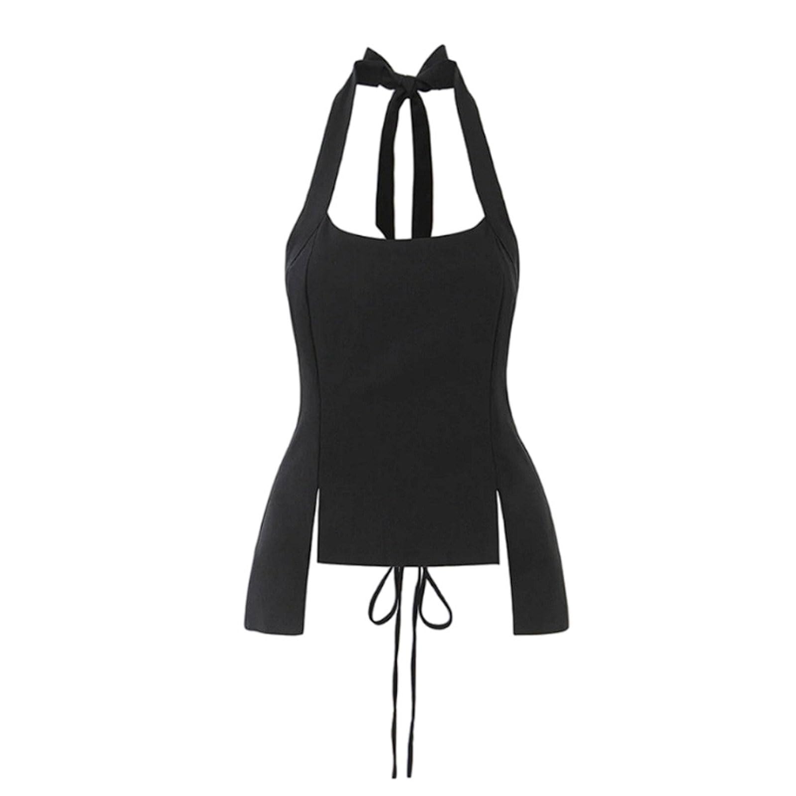 Haut dos nu à col en U esmen avec camisole asymétrique ajustée - 8