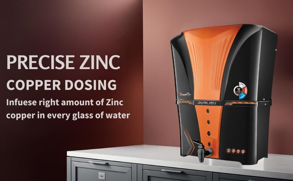 Image of Pureplus Zinc RO Water Purifier with Bio Copper and Alkaline Filter Technology Purification, UV, UF and TDS Controller 12Litre Fully Automatic Function and Best For Home and Office