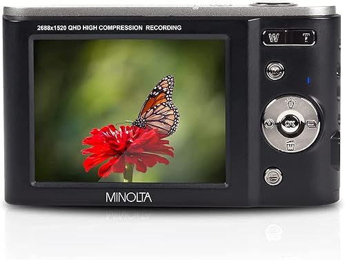 Miniatura 5 de Minolta MND20-BK - Cámara digital Ultra HD de 44 MP 2.7K, paquete negro con tarjeta de memoria Lexar UHS-I SDHC de 32 GB, funda para cámara Deco