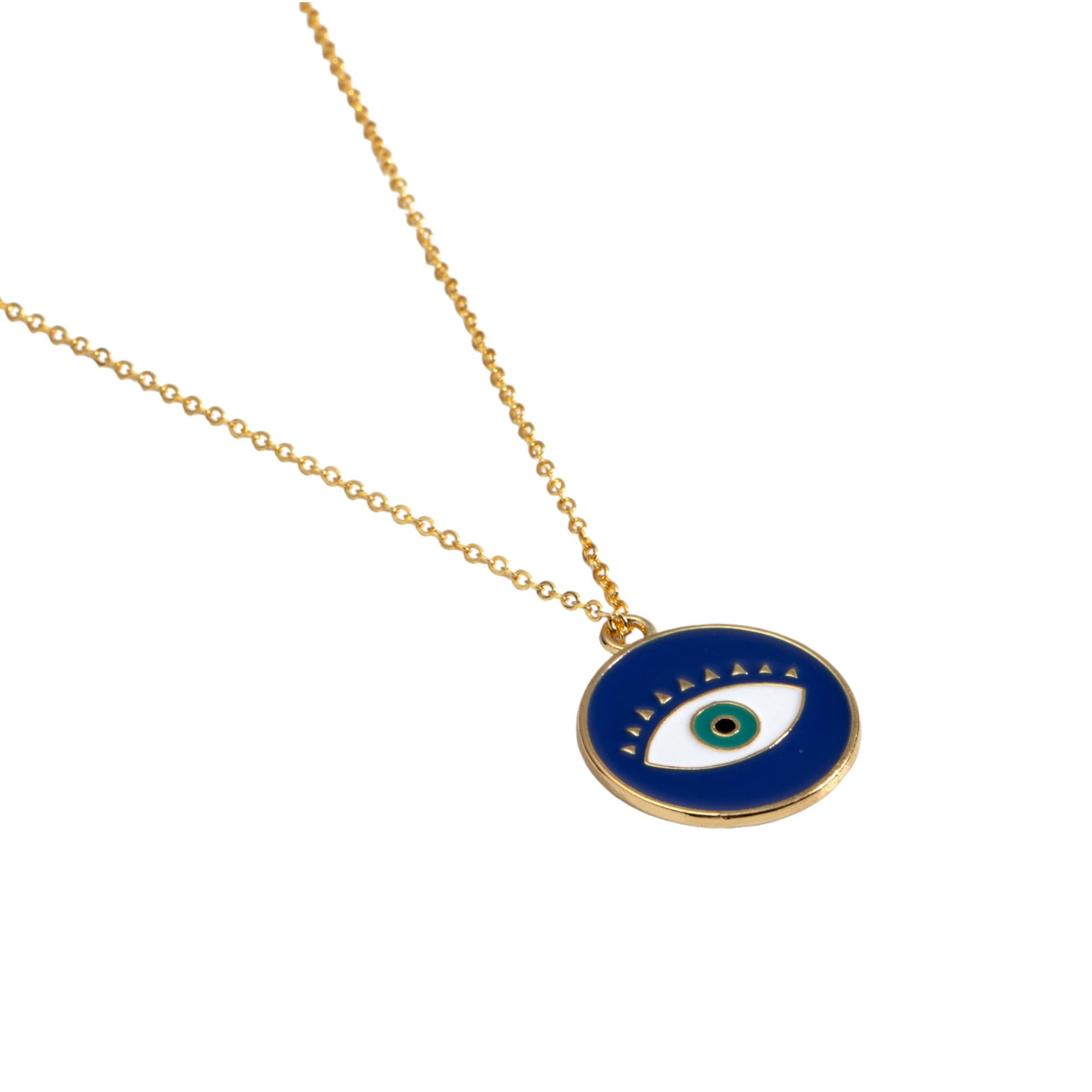 Mystic Ward: Stylish Evil Eye Pendant Chain Necklace for Women and Girls - Contemporary Protection (Blue Round Evil Eye) (B0D2ZTXX4M) Amazon Price History, Amazon Price Tracker