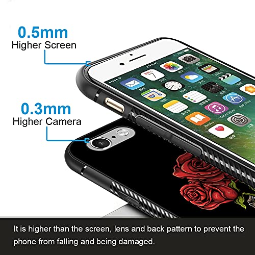 Zhegailian Iphone 6S Case,Red Rose Skull Iphone 6 Cases For Girls Woman,Non-Slip Design Personalized Cool Pattern Back Cover Soft Tpu Bumper Frame Support Case For Iphone 6/6S 4.7In #TOP2