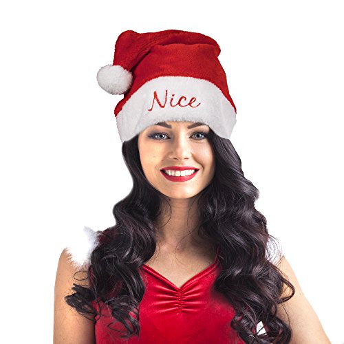 Windy City Novelties Naughty And Nice Plush Red Holiday Christmas Santa Hats (Naughty & Nice) #TOP3
