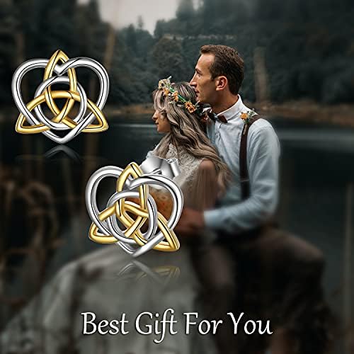 Celtic Knot Stud Earrings Sterling Silver Polished Celtic Triquetra Knot Studs for Women,Girls