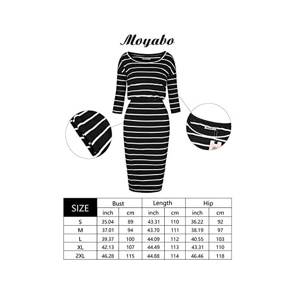 Moyabo-Womens-34-Sleeve-Round-Neck-Hips-Wrapped-Casual-Office-Pencil-Dress Moyabo Womens Plus Size Dresses 3/4 Sleeve Round Neck Hips-Wrapped Bodycon Office Pencil Dress Black Medium