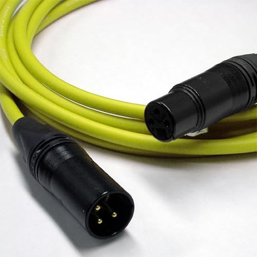 Canare L-4E6S Star Quad XLR Microphone Cable | Neutrik XLR Male to Female 3 Pin, Black/Gold – 75 FT, Yellow Cable