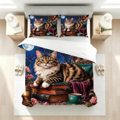 Housse de couette 220x240 chat microfibre anti-plis - 3