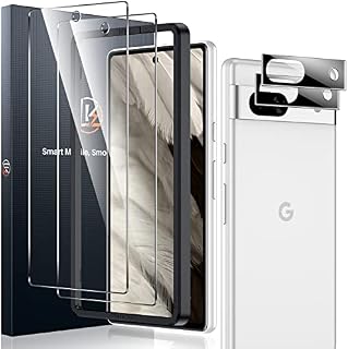 LK 2+2 Pack for Google Pixel 7a Screen Protector, 2 Pack Screen Protector with 2 Pack Camera Lens Protector [Fingerprint Unlock Compatible] 9H Tempered