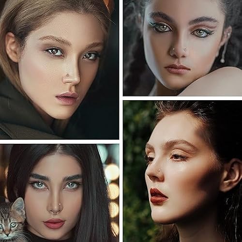 FINREZIO 34PCS 22G Nose Rings Hoop Surgical Steel Nose Studs Nose Piercing Jewelry for Women Men L Shaped Nose Screw Nose Rings Stud Body Piercing Jewelry Rose gold tone