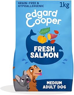 Edgard & Cooper Dry Dog Food For Medium Breed Adult Dogs (1kg), Fresh Salmon, Balanced Fibre For Gut Health, Hypoallergenic Recipe With Natural Ingredients, Never Fish Meal