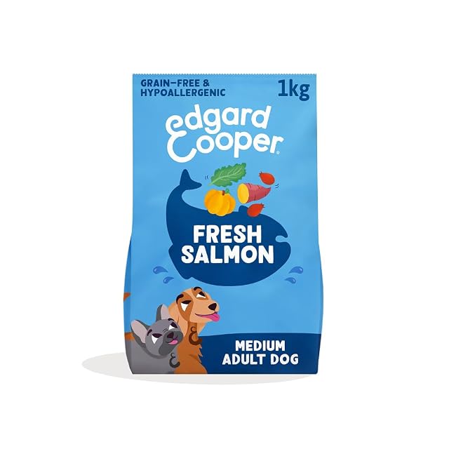 Edgard & Cooper Pienso para Perros Adultos Mini, Salmón Fresco (1kg), Comida Perro Seca Hipoalergénica
