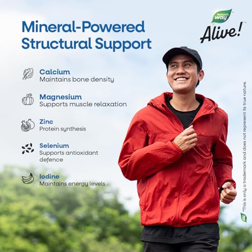Image of Nature's Way Alive Men's Ultra Multivitamin - Daily Supportive Nutrition from 32+ Fruits & Veggies | 8 Key Minerals | 17+ Vitamins | Immunity & Metabolism Support | Digestive Enzymes | 100% RDA of 17+ Vitamins & Minerals 60 Veg tablets