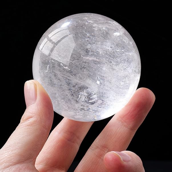 NIBHZ Esfera de Cristal de Cuarzo Transparente Natural con Soporte, Bola de Cristales Reales, decoración de Bola pequeña de Cuarzo Transparente, Bola de Cuarzo Transparente,6.8 in