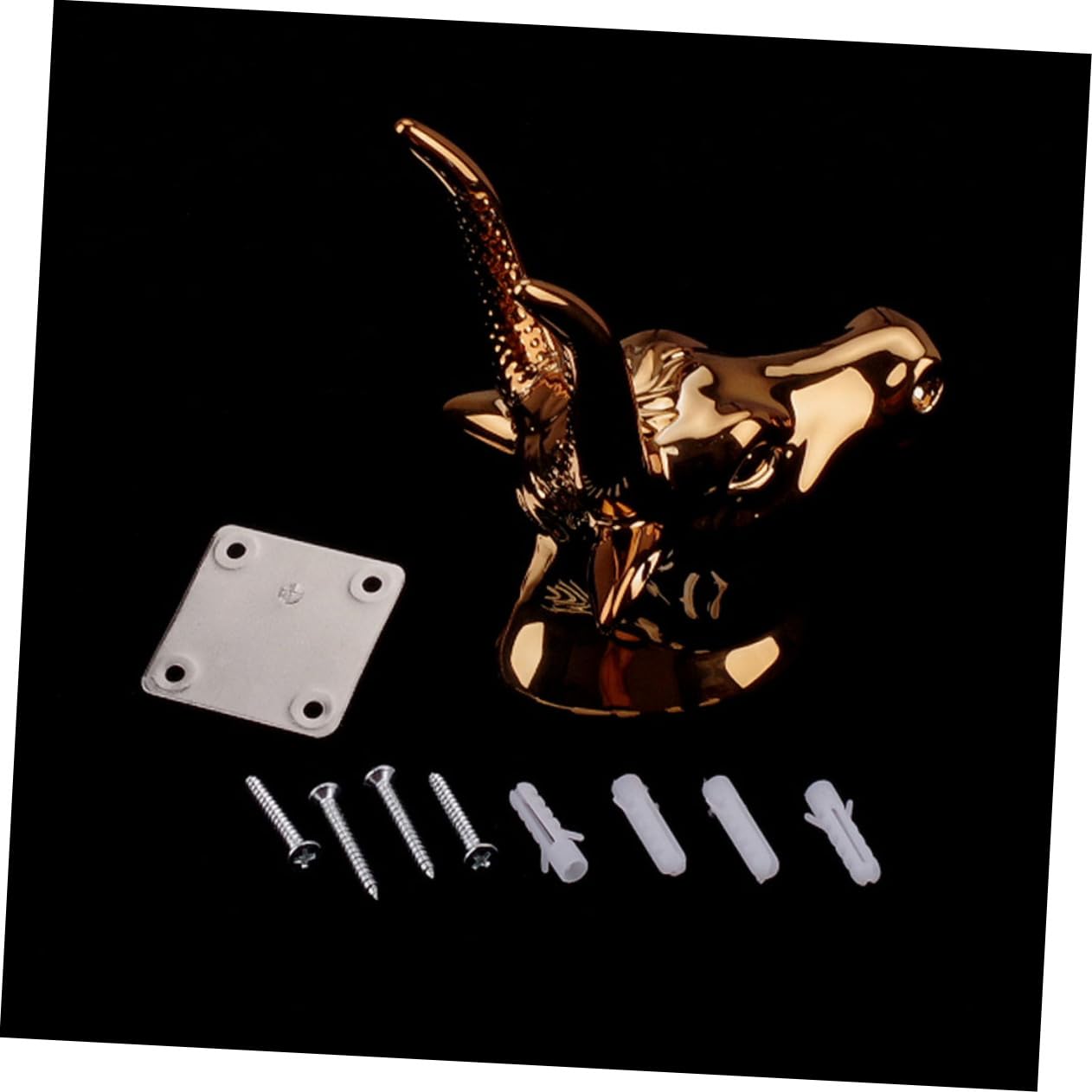 Gancio per Chitarra da Muro in Acciaio Oro, Bull Head | Supporto a Parete per Storage, Installazione Semplice, Soluzione Pratica e Stabile per Strumento