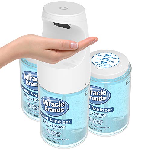 Sense and Dispense Value Pack - 70% Alcohol Based Gel - Includes Three Refill Bottles, Dispenser, and Batteries - (16 Fluid Ounces)