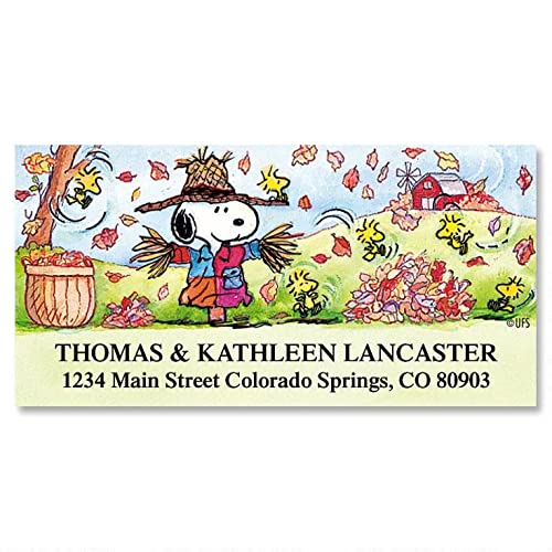 Colorful Images Scarecrow Fall Peanuts Return Address Mailing Labels, Personalize with Name & Shipping Address, Set of 144 Self Adhesive, Easy Peel