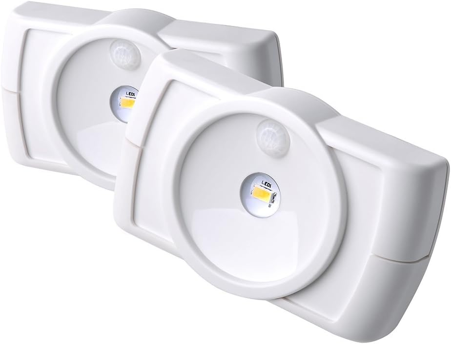 Mr. Beams MB852 Indoor Wireless Slim LED Light with Motion Sensor Features, White, 2-Pack,Small