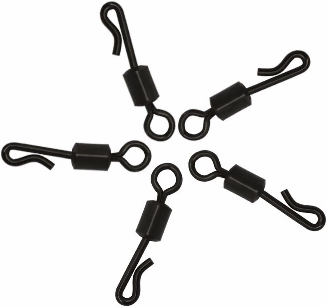 Fish Bait 100pcs Long Body Q-Shaped Bearing Swivel Snap Fishing Connector Quick Change Swivels Fishing Tackle Accessories Fish Bait Tool (Size : 10#)