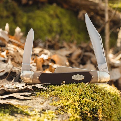 Old Timer Lumberjack Stockman 3-Blade Folding Pocket Knife with Saw Cut Handle