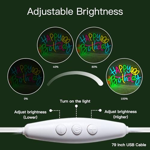 Image of WLHOPE Happy Birthday Neon Sign Led Lights for Party Wall Decor Transparent Acrylic Board Light Signs for Club Children Friends Gift Decoration