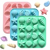 3Pcs Seashell Chocolate Silicone Molds, Ocean Themed Cake Baking Molds for Chocolate Candy Fondant Cupcake Cookie Dessert DIY Cake Decoration Suppies