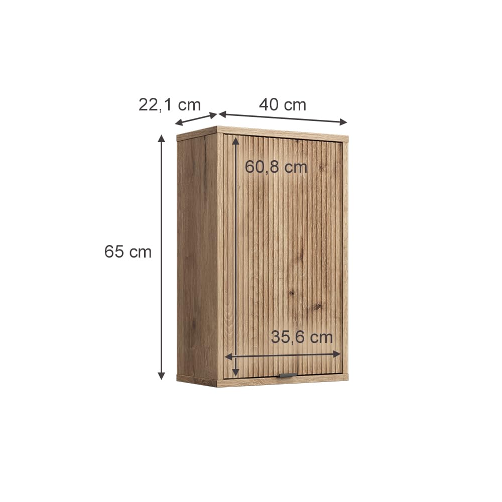 Vicco Mobile da bagno Eliza, Quercia vichinga, 40 x 65 cm con una porta, adatto per l'installazione a parete per riporre accessori da bagno