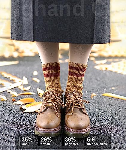 Image of IIG Cute Warm Wool Socks for Women Super Cozy Thick Crew Winter Socks Gifts, 5 Pairs