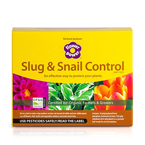 Richard Jackson Flower Power Organic Slug & Snail Control Pellets Natural Metaldehyde-Free Formula with Iron Phosphate Plant Safe Treatment for Garden and Vegetables 600g