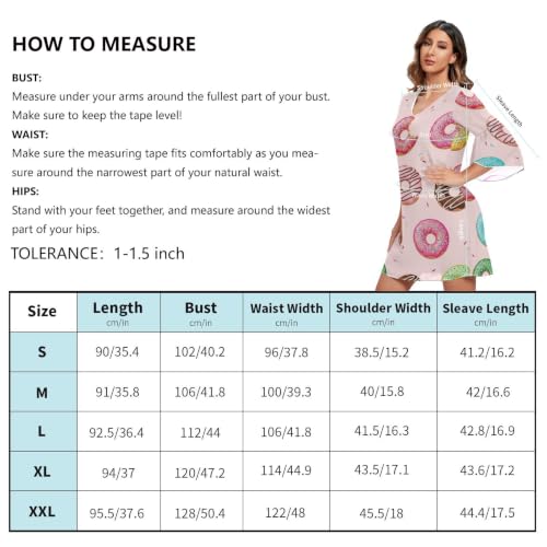 Robe d'été rose au motif donuts colorés robe décontractée fluide légère - 5