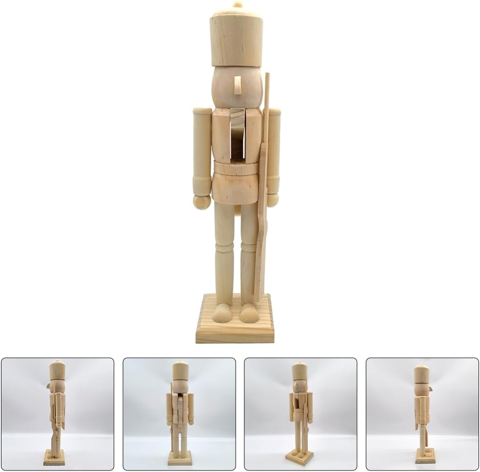 LUOZZY 15" Unfinished Nutcracker Wooden Christmas Nutcracker for DIY Blank Unpainted Nutcracker Puppet Soldier Christmas Table Centerpieces Decorations