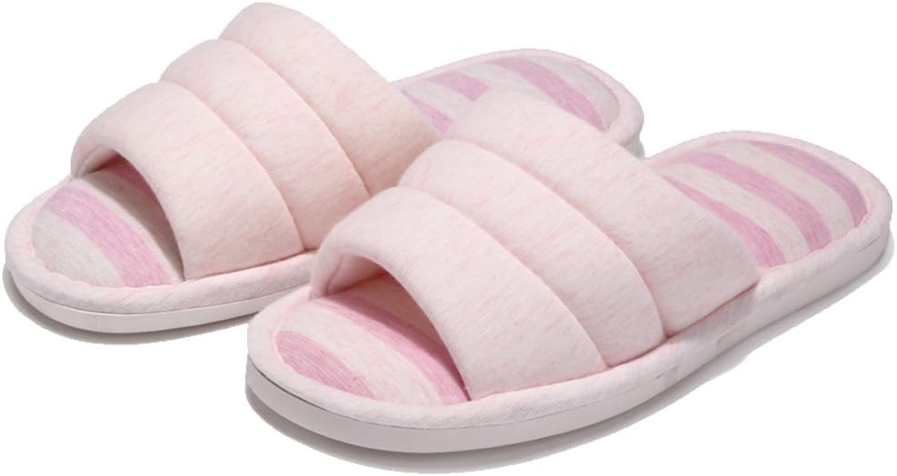 Indoor House Slippers Open Toe Knitted Cotton Non-Slip Sole Men Women Shoes