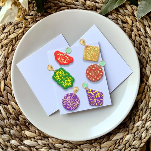 CHGCRAFT Retro Flowers Polymer Clay Texture Sheets VintageClay Modeling Pattern Pad Embossing Folders Clay Polymer for DIY Jewelry Making Craftwork Polymer Clay Earrings Tools,5.5x5.5Inch - Image 4