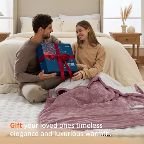 Image of Bedsure Heated Blanket Throw XL, Soft Electric Blanket with Preheat, Pink