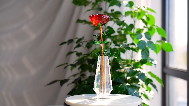 HDCRYSTALGIFTS Crystal Rose Flower Figurine Collectible Gifts for