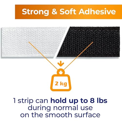 Image of BONZELLA 20pcs Self Adhesive Hook and Loop Strips Tape 1x4 Inch Mosquito net Mounting Tape For Home, Office, Carpet, Multipurpose Double Sided Hook & Loop Tape for Crafting & Hanging (Black + White, 1in X 4in)