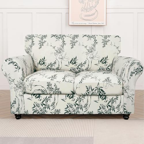Image of SearchI Sofa Cover Couch Covers, 3 Pieces Sofa Slipcover with 2 Separate Cushion Covers Stretch Soft Furniture Protector for Living Room Couch Cover for Pets Kids(Loveseat, Foliage)