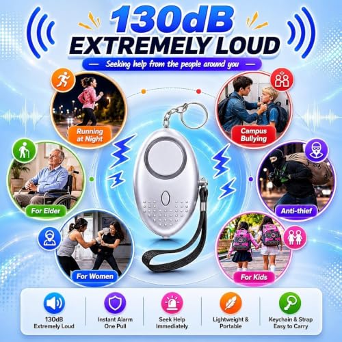 Image of Kaidaa Personal Safety Alarm Keychain for Women & Girls | 120DB Loud Emergency Alarm | Self Defense Security Device for Travel, Kids & Elderly | Portable Keychain Safety Alarm (Set of 2)