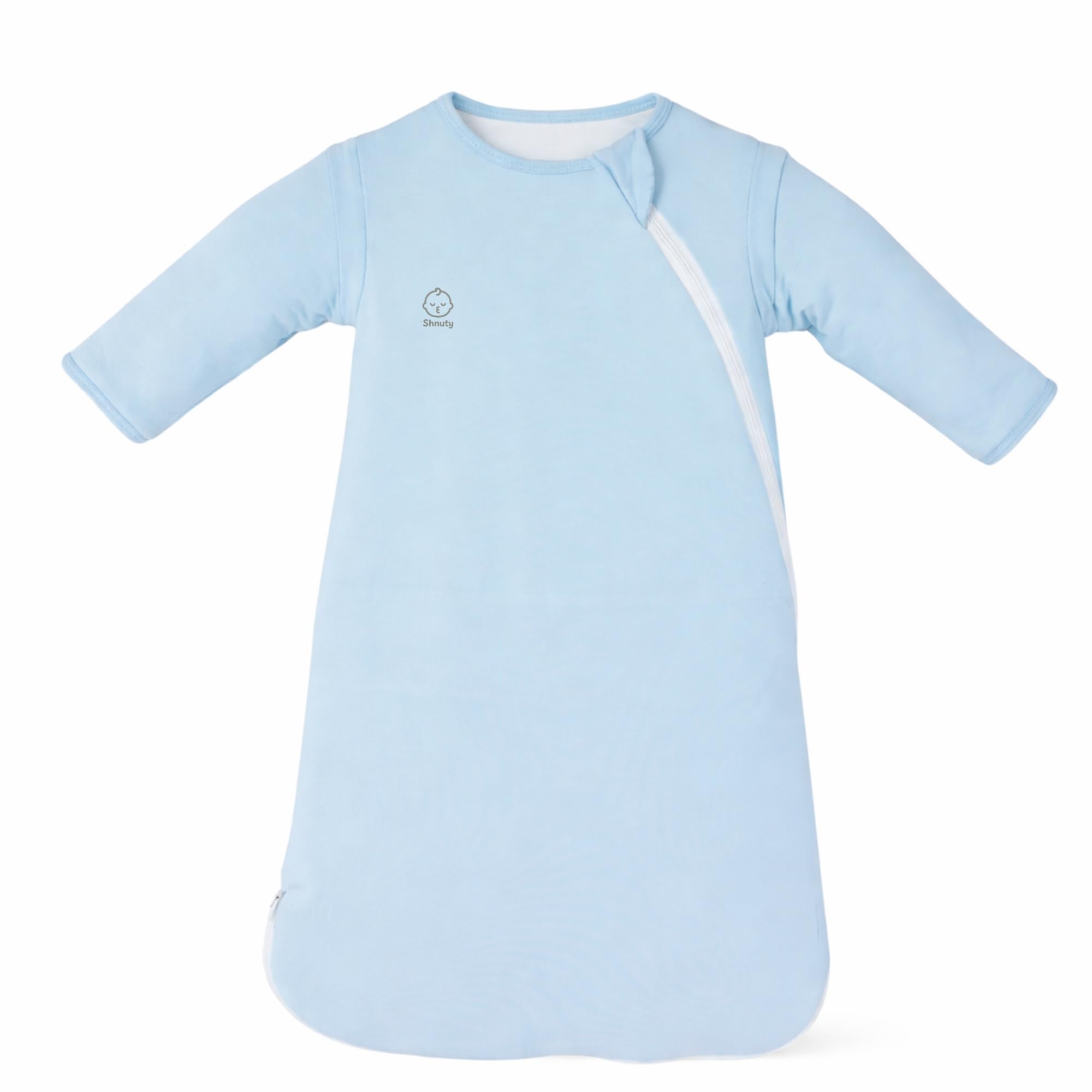 Shnuty Babyschlafsack 70 cm (0–6 Monate) – Blau – TOG 2.5 – mit abnehmbaren Ärmeln – Ganzjährig – LENZING™ Modal & weiche Bambusfasern – Oeko-TEX® Standard 100 – atmungsaktiv & temperaturausgleichend