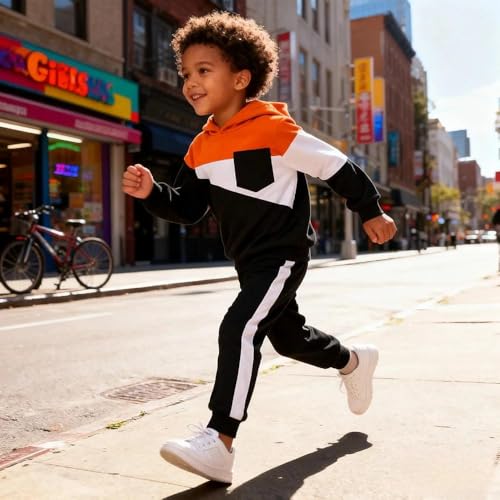 Image of 2-6T Toddler Baby Boy Clothes Color Blocking Hoodies + Pants Fall Winter Outfits