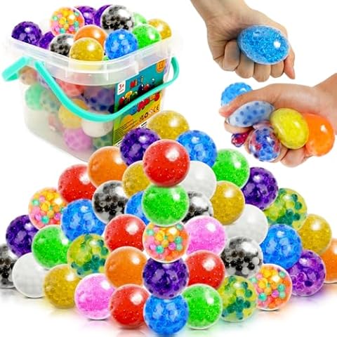 Squishy Stress Balls Fidget Toys - 72 Pack Squishy Toys Stress Ball for Anxiety Fidget Toys Bulk, Squeeze Balls for Adult with ADHD, Autism - Fidgets for Classroom, Gift Christmas Basket Stuffers Cover