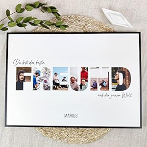 Freund Geschenk Holzbild – Foto Geschenk – personalisierbar zum Hinstellen/Aufhängen opt. beleuchtet…