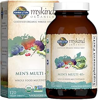Garden of Life mykind Organics Whole Food Multivitamin for Men 40+, Vegan Mens Multi for Health & Well-Being Certified & Minerals for Men Over 40 Mens Vitamins, 120 Tablets