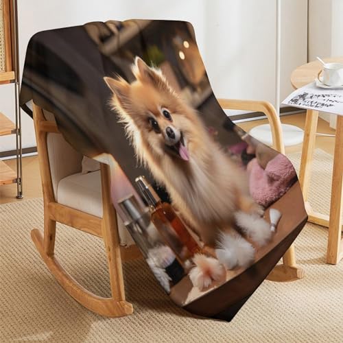 Couverture imprimée chien 3D flannel plaid doux et chaud
