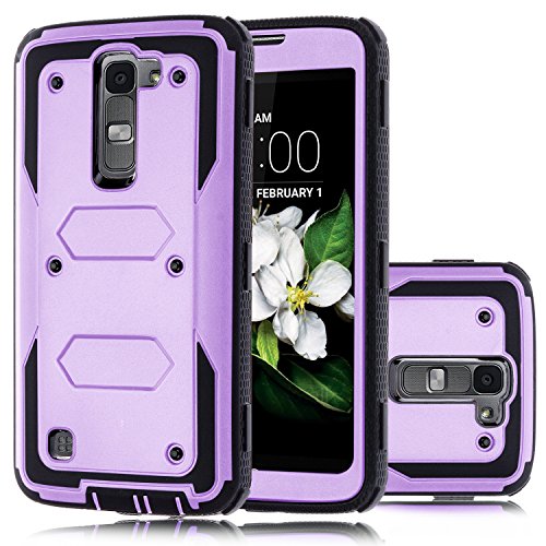 LG K8 Case, LG Escape 3 Case, LG Phoenix 2 Case, Venoro 2in1 High Impact Resistant Hybrid Dual Layer Hard Rugged Full-Body Slim Shockproof Phone Case Cover Shell (No Clip - Purple)