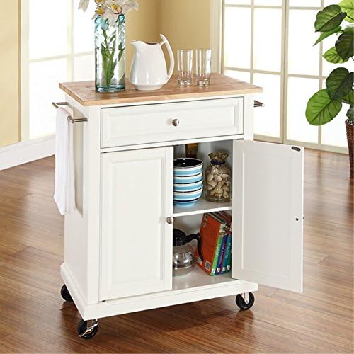 Ergode "Durable Solid Hardwood Kitchen Island | Elegant Raised Panel Doors | Ample Storage Space | White Finish