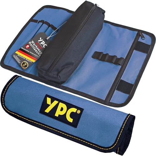 YPC VarioRoll M – 36x25cm, 2 Reißverschlusstaschen, 4 Steckfächer und 4 Schlaufen, Werkzeugtasche rollbar, Messertasche, Werkzeug Rolltasche, Werkzeugrolle, Schraubendreher Tasche leer