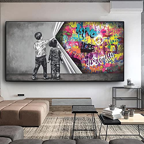 Art Toile Graffiti Moderne Tableau Grand Format 80x160cm Impression Jet d'Encre Haute Définition