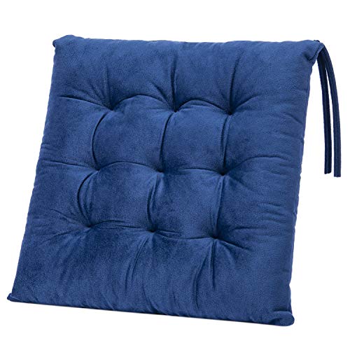 Wonder Miracle 4 Pack Seat Cushion/Chair Cushion Pads For Dining Chairs, Office Chair, Car, Floor, Outdoor, Patio，Machine Wash & Dryer Friendly (Flannel 16"×16", Navy) #TOP2