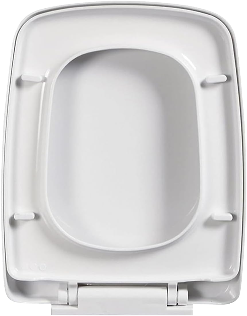 Toilet Seat Soft Close Square Toilet Seat Cover with Top Fix Adjustable Hinges & 4 Anti-Slip Damping, Quick Release for Easy To Clean, White PP Toilet Lid