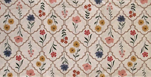 Mainstream Decorative Flowering Trellis Vinyl Flannel Back Tablecloth (52'' X 52'' Square) #TOP2