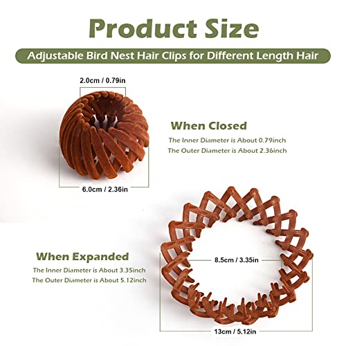 Abnaok 7 Pcs Bird Nest Hair Clips Holder Ponytail Holder Bun Barz Bun Clip Accessories For Women And Girls Velvet Expandable Bun Fixed Hair Claw Vintage Retractable Ponytail Holder Hairpin Buckles #TOP1